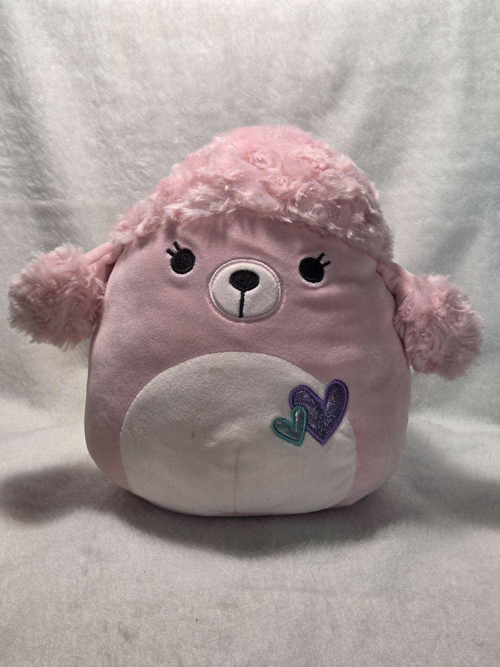 CHLOE Squishmallows 8" Pink Poodle with Teal Purple Hearts NO HANGTAG